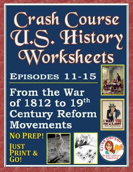 Preview of DISTANCE LEARNING Crash Course U.S. History Worksheets: Episodes 11-15 Bundle