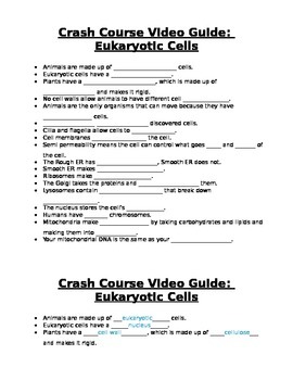 Preview of Crash Course Video Guide: Eukaryotic Cells