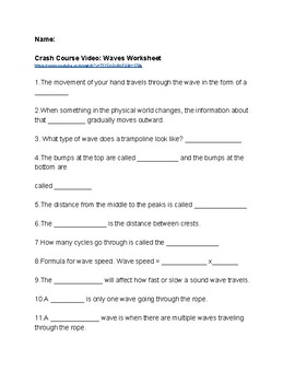 Preview of Crash Course Waves Worksheet