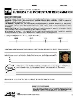 Preview of Crash Course World History 218: Luther and the Protestant Reformation