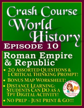 Preview of Crash Course World History Episode 10 Worksheet: Roman Republic and Empire