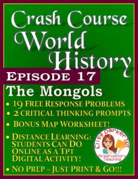 Preview of Crash Course World History Episode 17 Worksheet: The Mongols