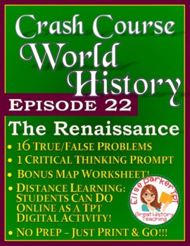 Preview of Crash Course World History Episode 22 Worksheet: The Renaissance