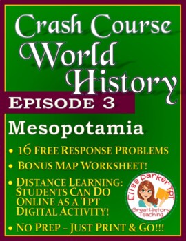 Preview of Crash Course World History Episode 3 Worksheet: Mesopotamia