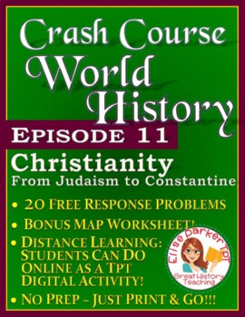 Preview of Crash Course World History Episode 11 Worksheet: Christianity from Judaism On...