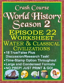 Preview of Crash Course World History SEASON 2 Episode 22 Worksheet: Water & Civilizations