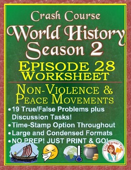 Preview of Crash Course World History SEASON 2 Episode 28 Worksheet: Non-Violence