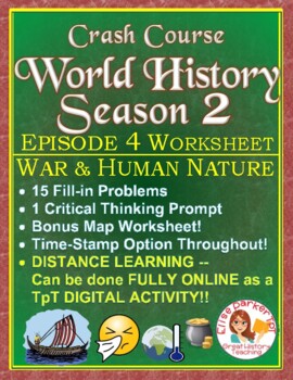 Preview of Crash Course World History SEASON 2 Episode 4 Worksheet: War & Human Nature
