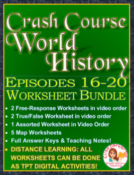 Preview of DISTANCE LEARNING Crash Course World History Worksheets Episodes 16-20 BUNDLE