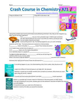 Crash Course in Chemistry 21 Lab Safety by AA31 Labs | TpT