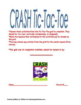 Crash By Jerry Spinelli End Of Book Activity Assessment By Mrs O Brien