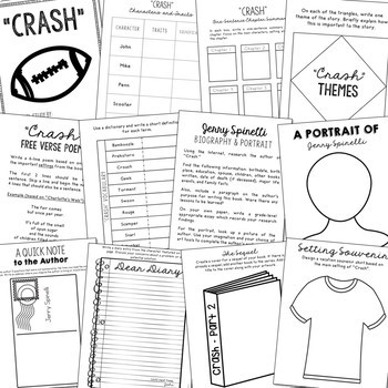 Crash Novel Study Unit Activities Creative Book Report Distance Learning