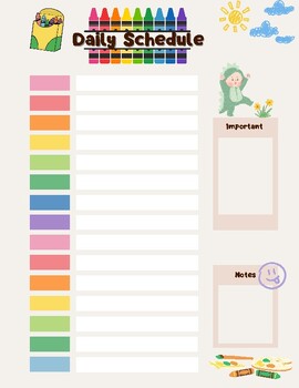 Preview of Crayola Crayon Daily Schedule Blank and Pre-Made