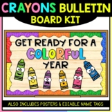 Crayon Back To School Bulletin Board & Name Tags | Classro