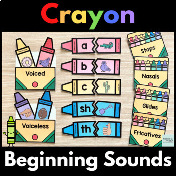 Preview of Crayon Beginning or Initial Sound Match & Sort Activity for Phonemic Awareness