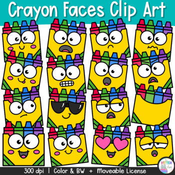 Crayon Box Clipart | Back to School Emotions Emoji Clip Art