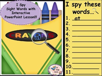 Preview of Crayon Box- I Spy Sight Words-  Interactive PowerPoint