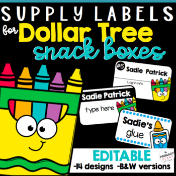 Preview of Crayon Box Labels Editable | Colorful Rainbow Decor | Dollar Tree Container