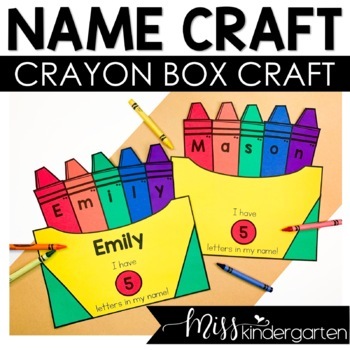 Preview of Crayon Box Name Craft Kindergarten Back to School Activities Fun Bulletin Board