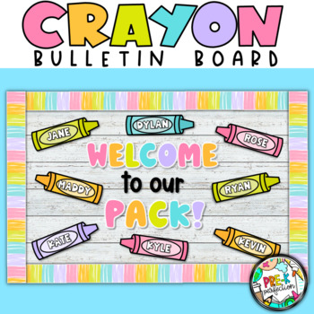 Preview of Crayon Bulletin Board | Welcome to our Pack! | Back to School Bulletin Board