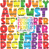 Crayon Calendar Month Clipart Watercolor - School Teacher Clipart