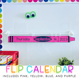 Crayon Classroom Flip Calendar - Includes English, Spanish