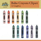 Crayon Clipart Graphics - Boho Rainbow Colors
