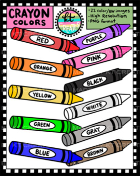 Download Crayon Clipart Set 22 Full Color Bw Illustrations Kt Creates