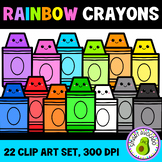 Crayon Clipart Set | Commercial Use | Rainbow Colors Kawai