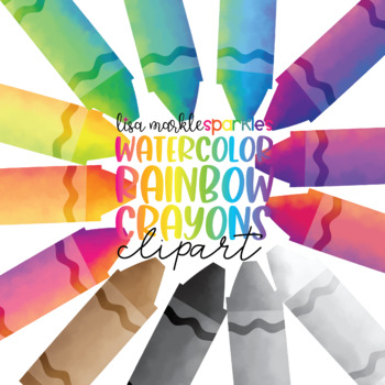 Watercolor Rainbow Chunky Crayon Clipart - Lisa Markle Sparkles Clipart and  Graphic Design