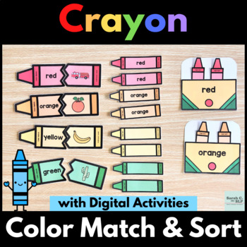 Preview of Crayon Color Match and Sort Printable and Digital Activities