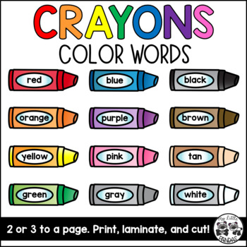 Set of colorful wax crayons.Color name and vocabulary for learning