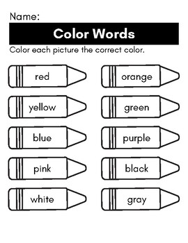 Crayon Color Words by anna chlystun | TPT