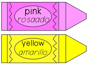 Crayon Color Words (English and Spanish) by Kyra Yung | TpT