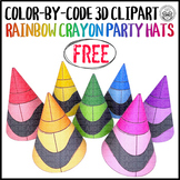 Crayon Color by Code 3D Clipart Party Hat FREEBIE