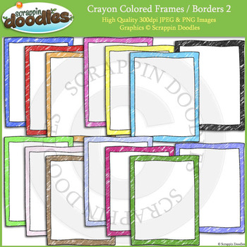 Crayon Colored Frames / Borders Bundle by Scrappin Doodles | TpT