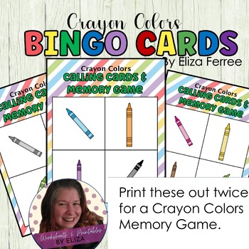 Crayon Colors Bingo Card Game (40 Unique Cards, Markers, Calling Cards)