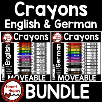Preview of Crayon Colors Clipart ENGLISH AND GERMAN BUNDLE DIGITAL AND PRINT ALLOWED (MOVEA