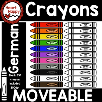 Crayon Colors Clipart ENGLISH AND GERMAN BUNDLE DIGITAL AND PRINT