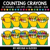 Crayon Box Counting Clipart + FREE Blacklines - Commercial Use