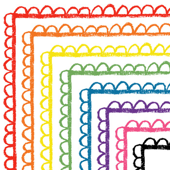 Preview of Crayon Cuteness Doodle Scallop Border Clipart, Cute Clip Art Frames PNG