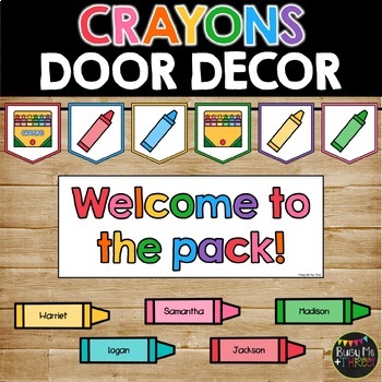 Preview of Crayon Door Display | Bulletin Board Décor Set | EDITABLE Names | Back to School