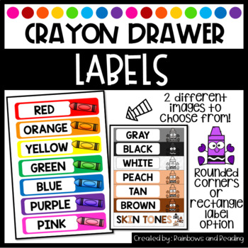 Crayon Drawer Labels by Rainbows and Reading