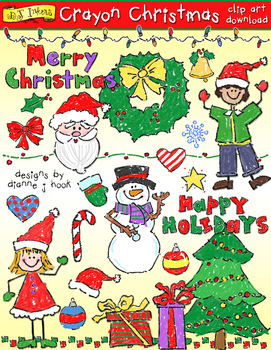 Preview of Crayon Kids Christmas Clip Art by DJ Inkers