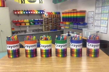 Crayon Labeling Cards for Bins or Labels & Classroom Organization