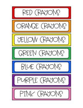 Crayon Labels by OnePassionateTeacher