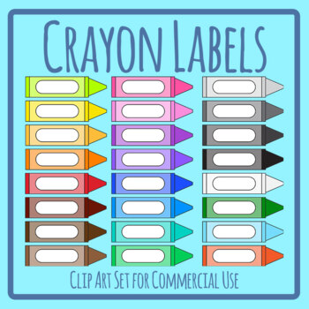 Crayon Labels / Stationary Color Templates Clip Art Commercial Use