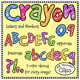 Crayon Letters and Numbers - Clip Art