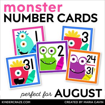 Crayon Monsters Calendar Numbers by Maria Gavin | TpT