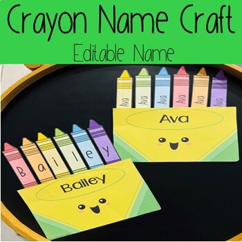 Preview of Crayon Name Craft- Editable Name